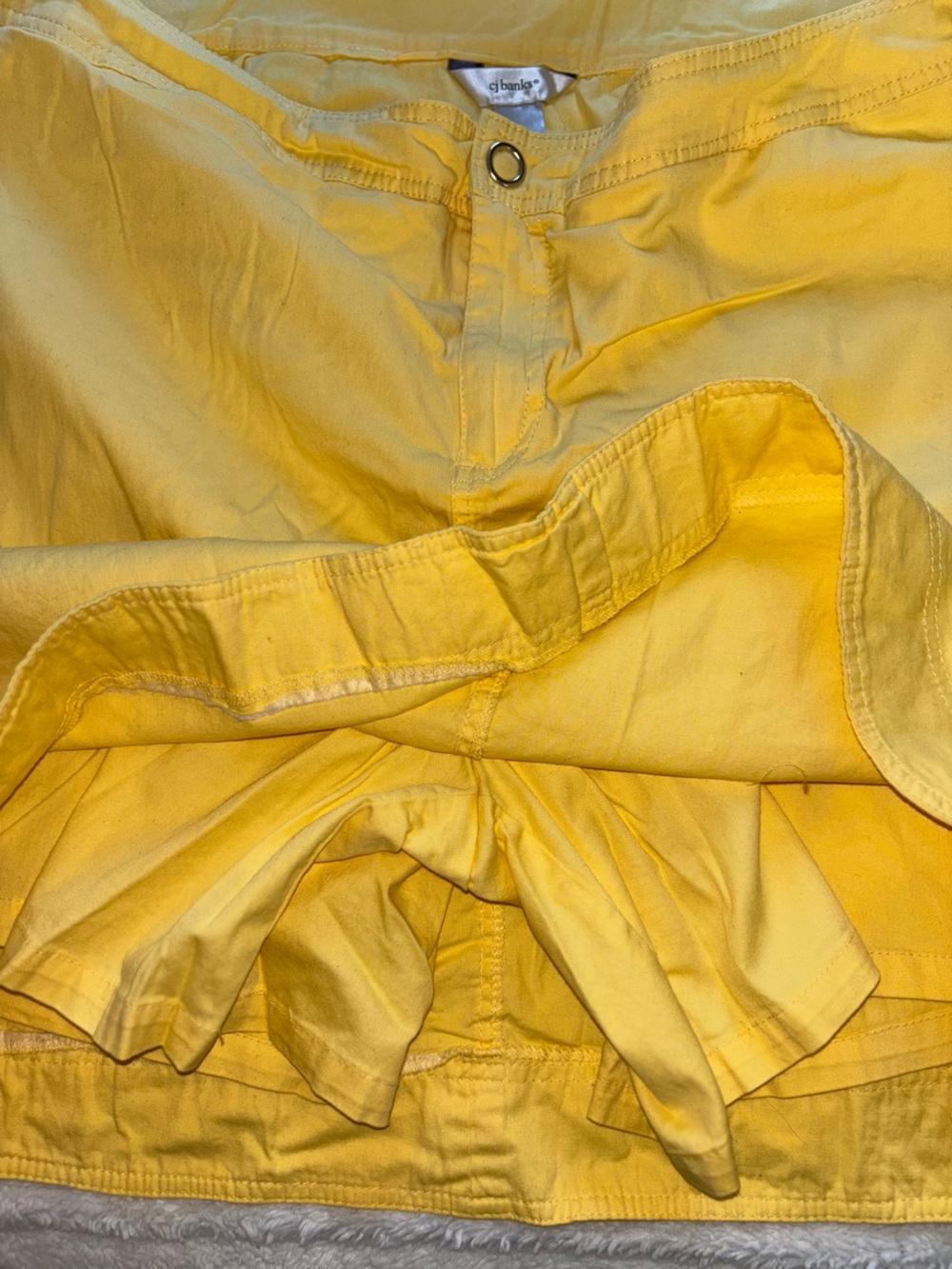 CJ Banks Yellow Mini Skirt with Built-in Shorts - Picture 4 of 7
